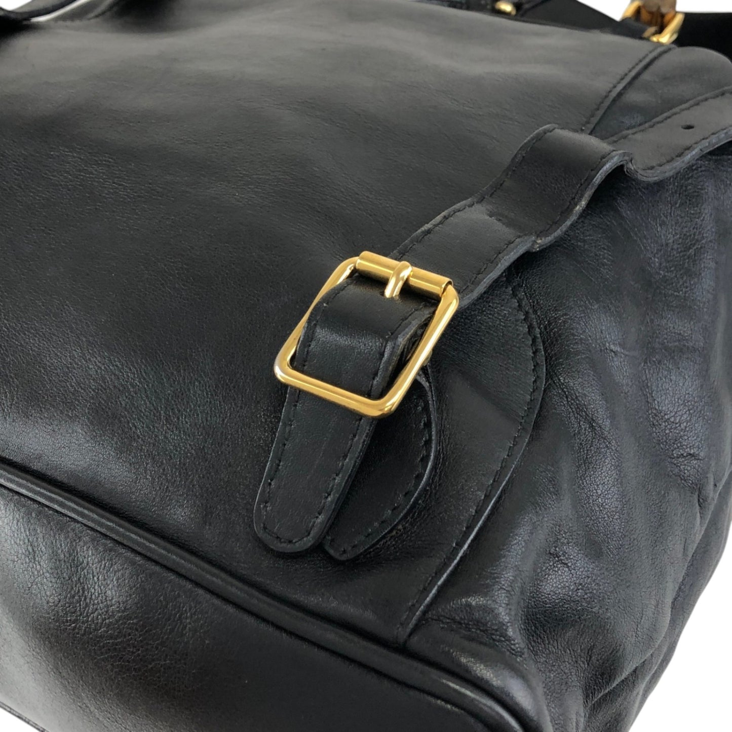 GUCCI Bamboo Double Pocket Backpack Black Vintage 3ug5ej