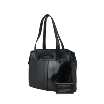 Yves Saint Laurent Logo Handbag Totebag Black Vintage hwe52c