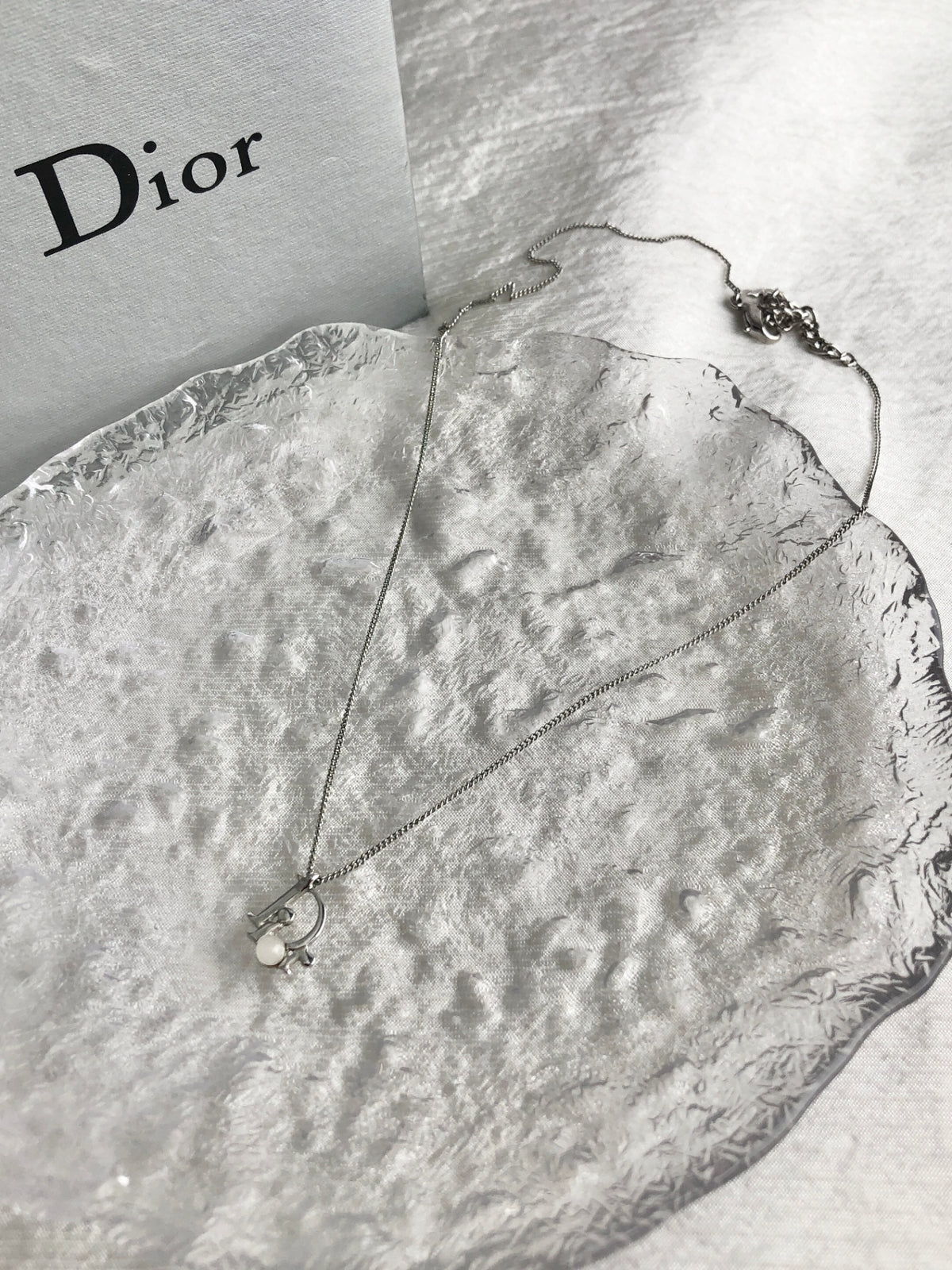 Christian Dior Logo Motif Necklace Silver Vintage 2fject