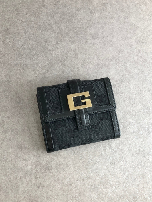 GUCCI GG Canvas Folded Wallet Black Vintage gbusf3