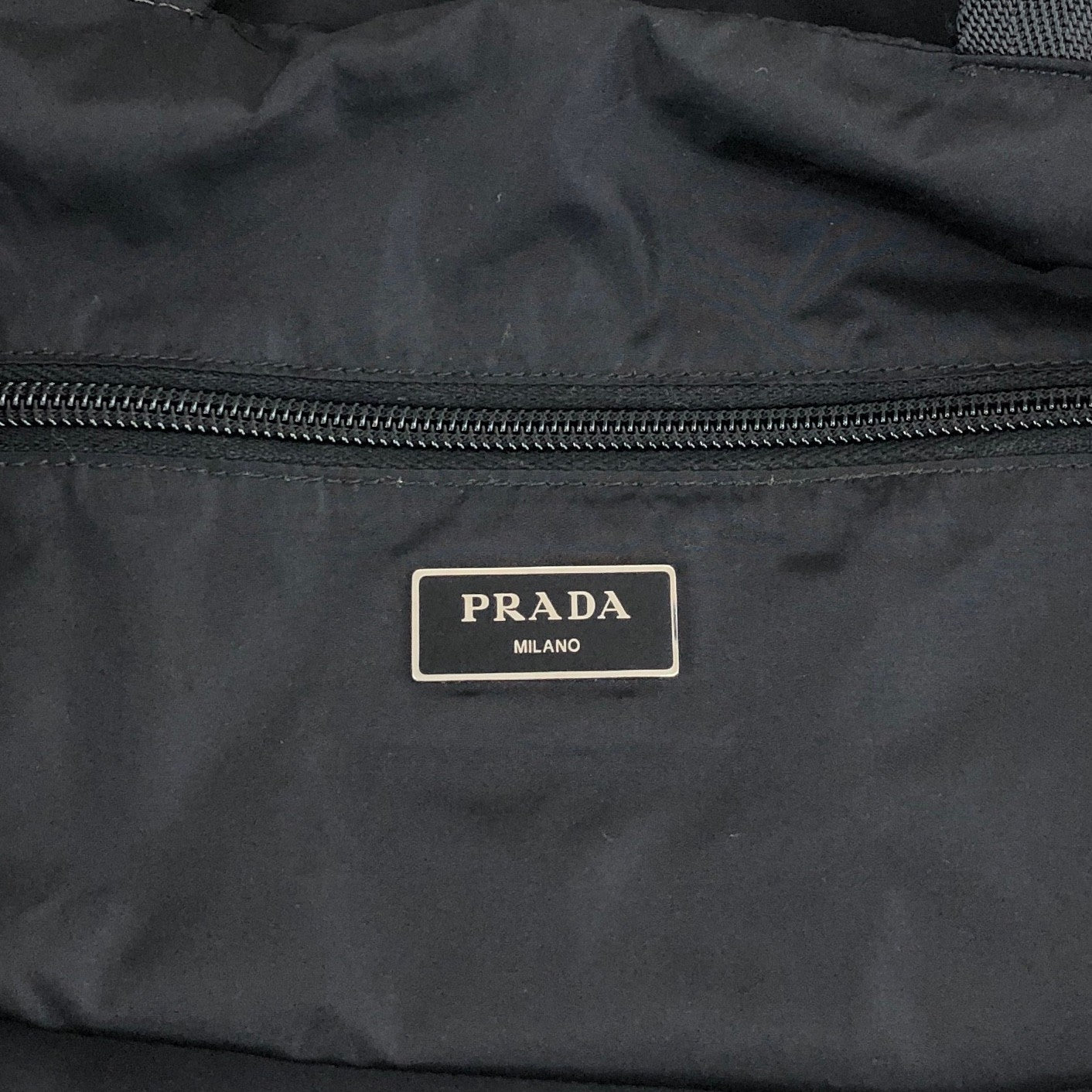 PRADA Tessuto Triangle Logo Handbag Totebag Black Vintage txv6yu