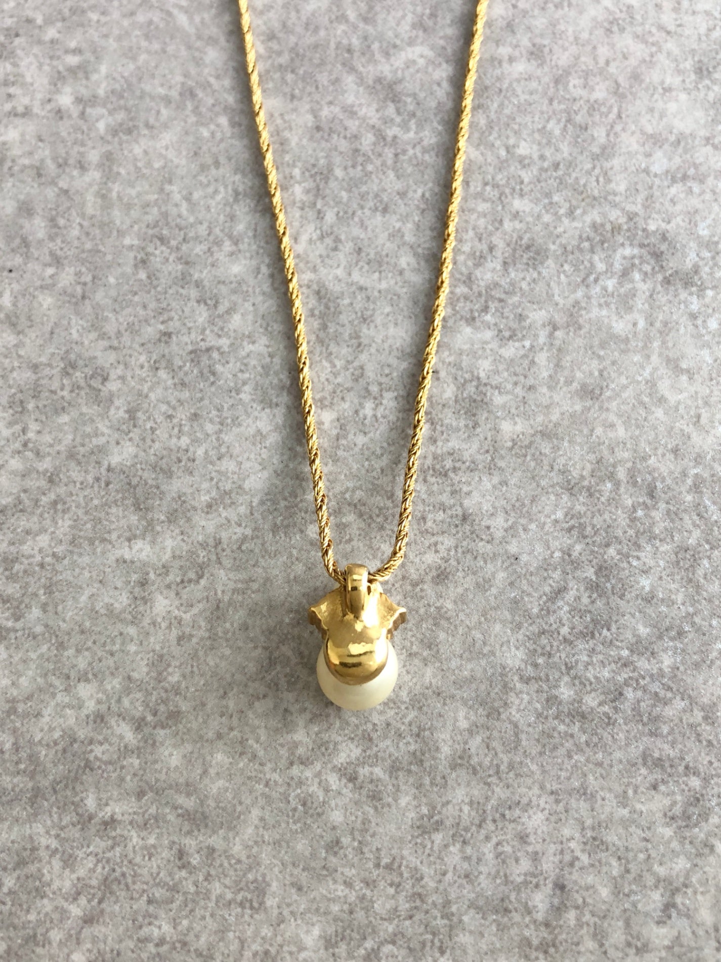 Christian Dior Fake Pearl Necklace Gold Vintage ntupyn