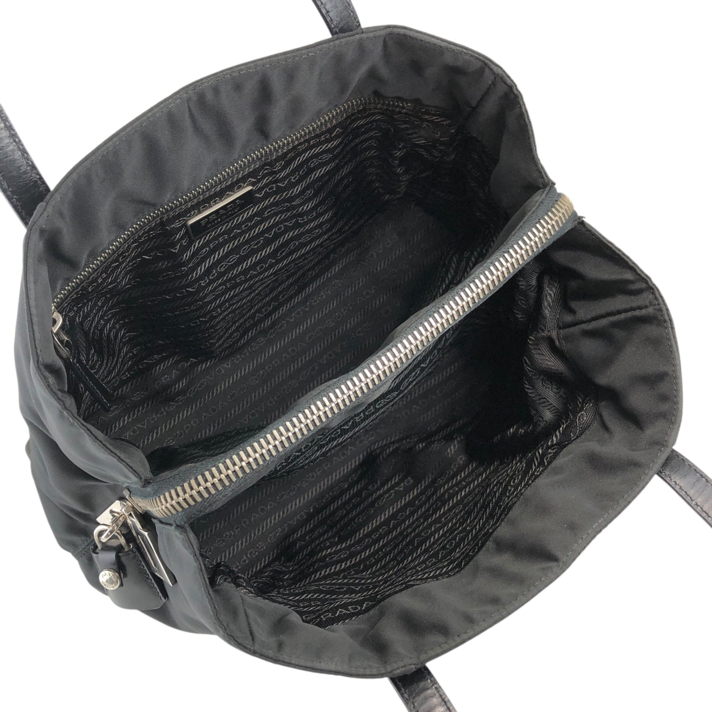 PRADA Tessuto Triangle Logo Totebag Black Vintage nz73vd