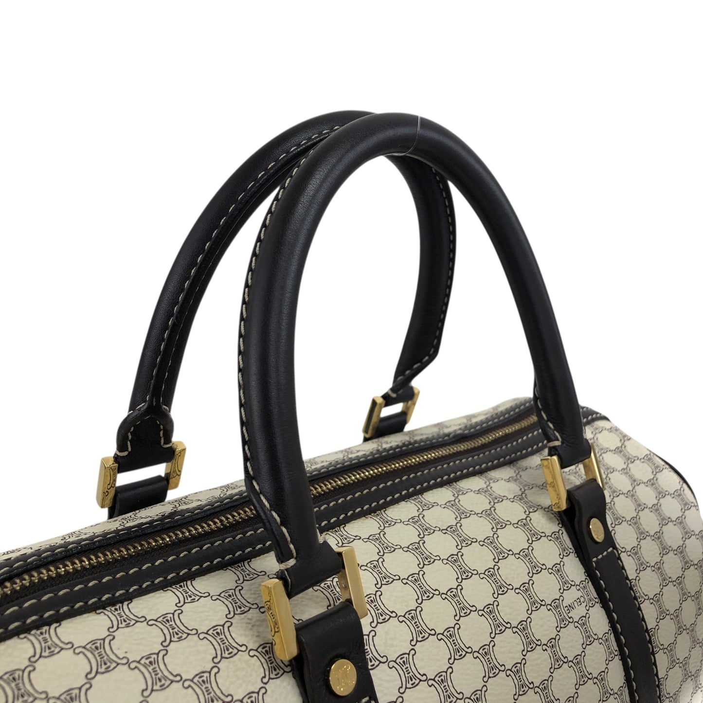 CELINE Macadam Handbag Boston bag White Vintage yci5hj