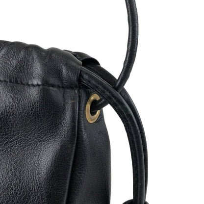 Christian Dior CD Logo Drawstring Shoulder bag Black Vintage 3cpukr