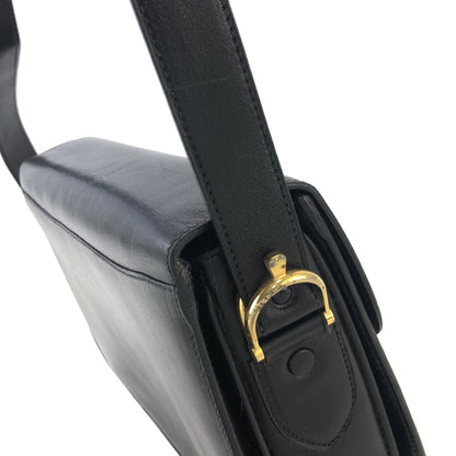 CELINE 馬車皮革肩背包 黑色 復古 8uzpzv 