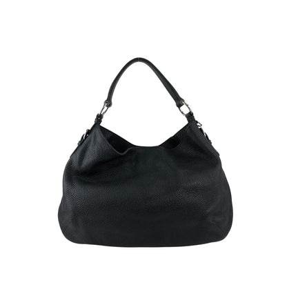 PRADA Logo Embossed Shoulder bag Hobobag Black Vintage ffhn2u