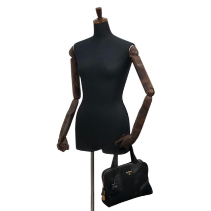 PRADA Tessuto Triangle Logo Padlock Handbag Black Vintage z2waww