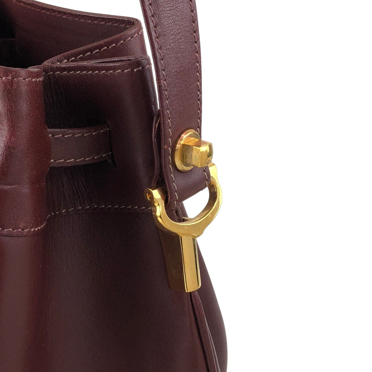 Cartier Logo Embossed Drawstring Shoulder bag Bordeaux Vintage r3iyaj