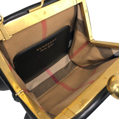 BURBERRY Logo Metal Clasp Shoulder bag Black Vintage hdymvu