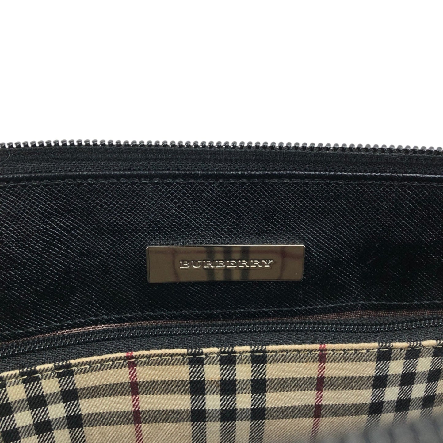 BURBERRY Logo Small Boston bag Handbag Black Vintage 56f78t