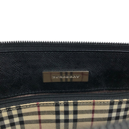 BURBERRY Logo Small Boston bag Handbag Black Vintage 56f78t