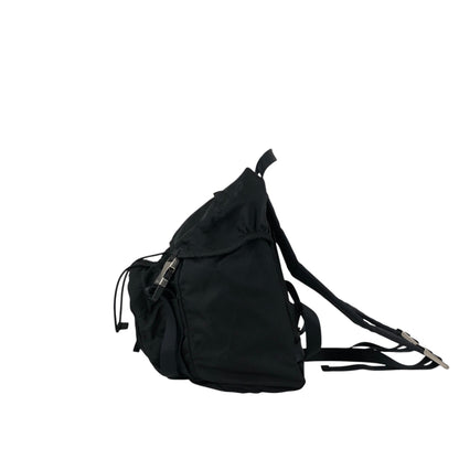 PRADA Tessuto Triangle Logo Front Buckle Backpack Black Vintage ynp78c