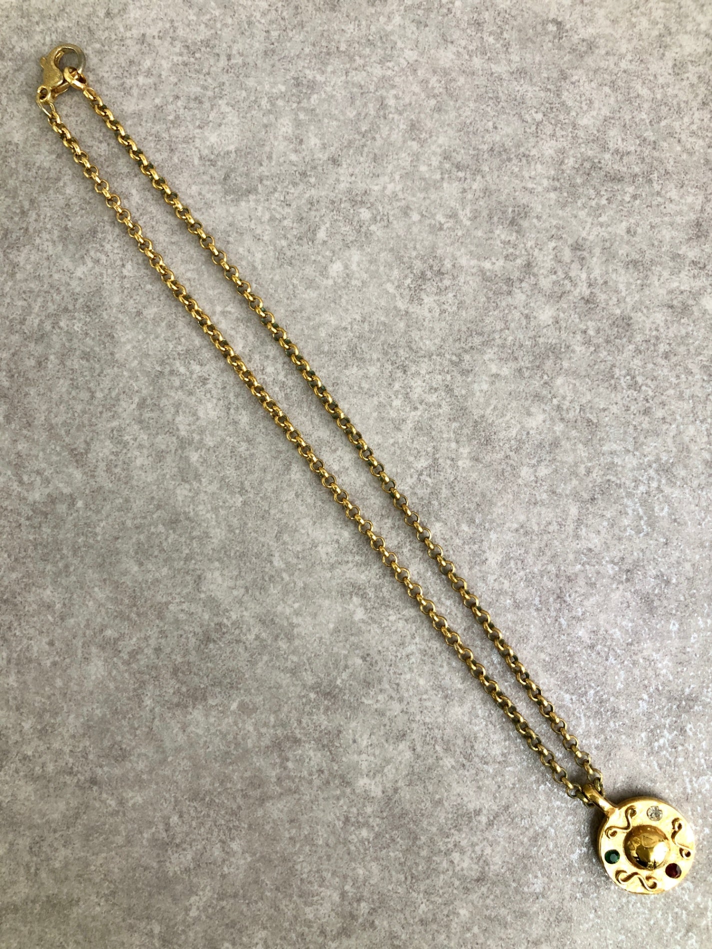 CELINE Stone Necklace Gold Vintage ge35zp