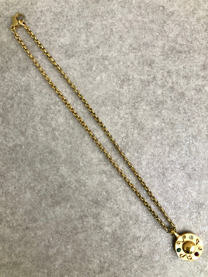 CELINE Stone Necklace Gold Vintage ge35zp