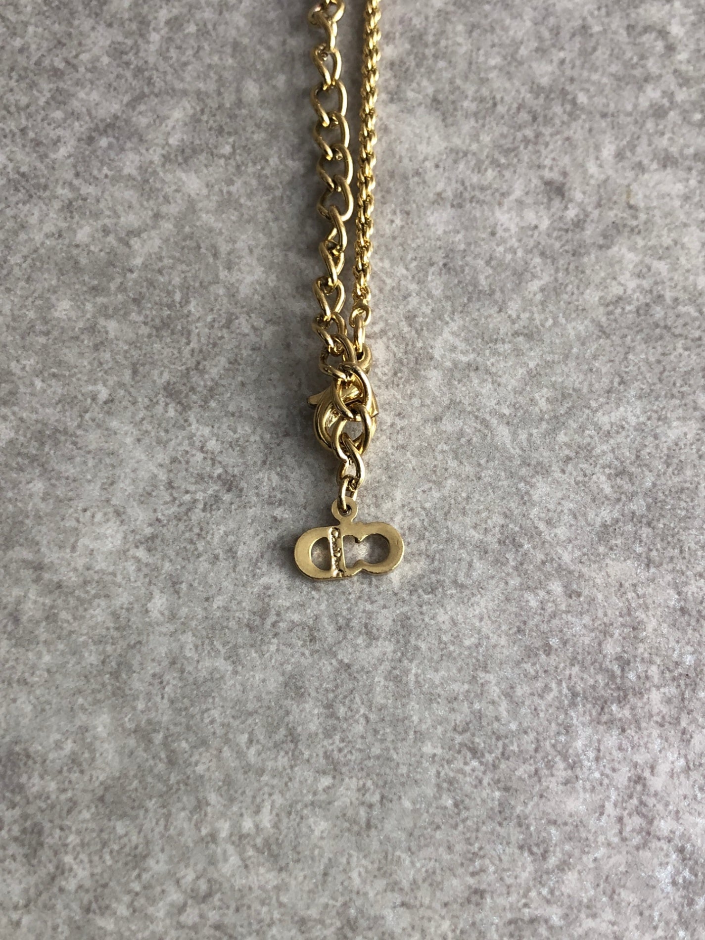 Christian Dior CD Logo Necklace Gold Vintage 5sf6cg