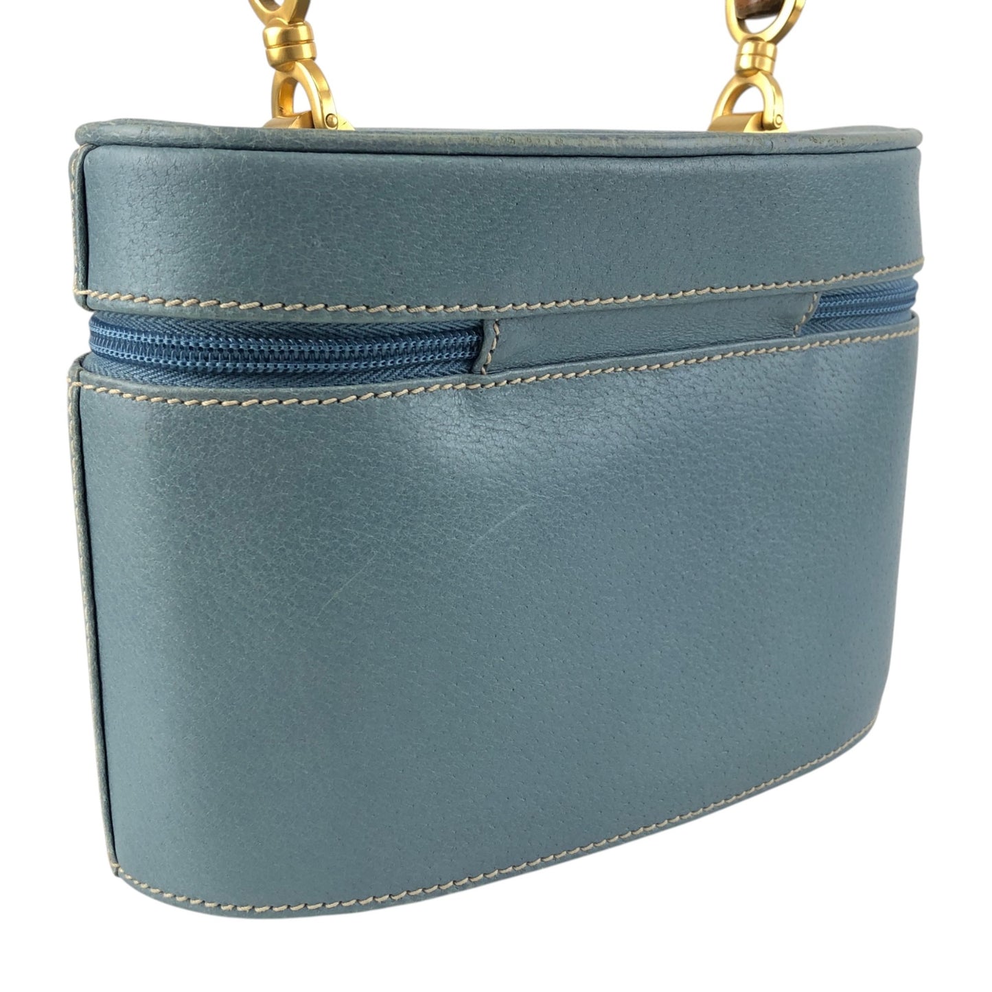 GUCCI Bamboo Handbag Vanity bag Blue Vintage 8rhwf4