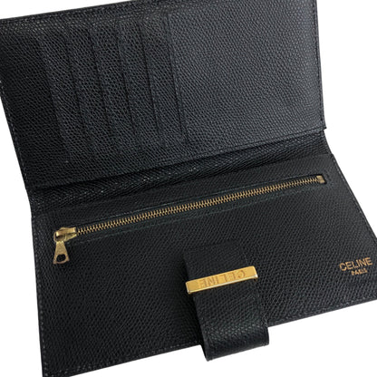 CELINE Logo Long Wallet Black Vintage krbgfp