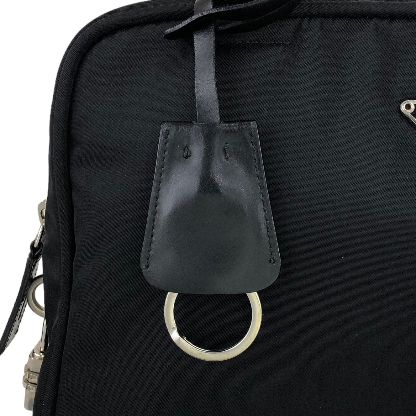 PRADA Triangle Logo Padlock Handbag Black Vintage 5t4p6e