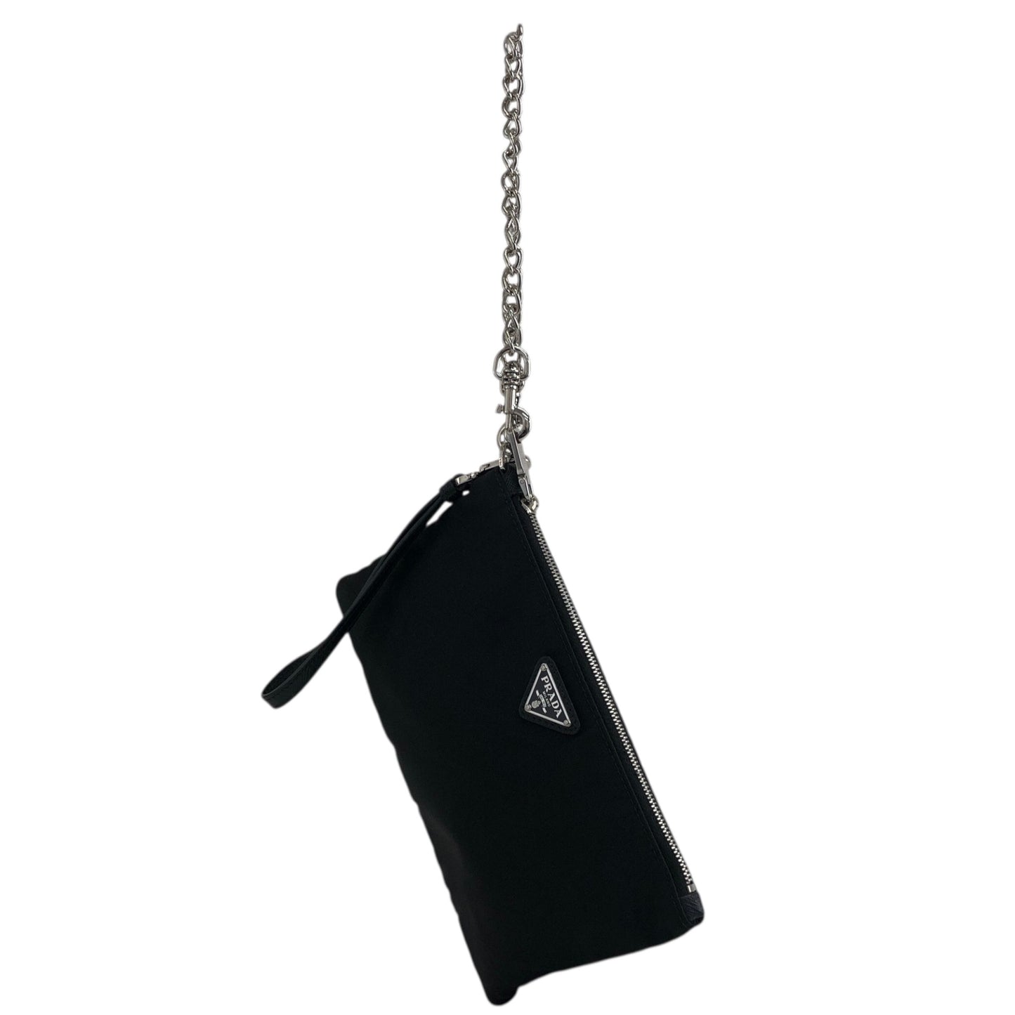 PRADA Triangle Logo Small Chain Handbag Black Vintage jtvddc