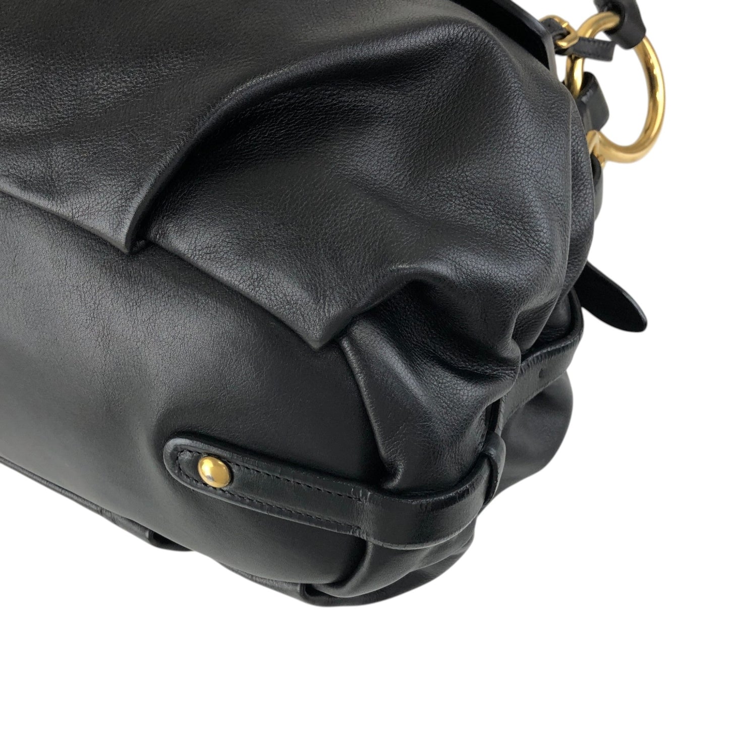 PRADA Logo Shoulder bag Black Vintage guki3f