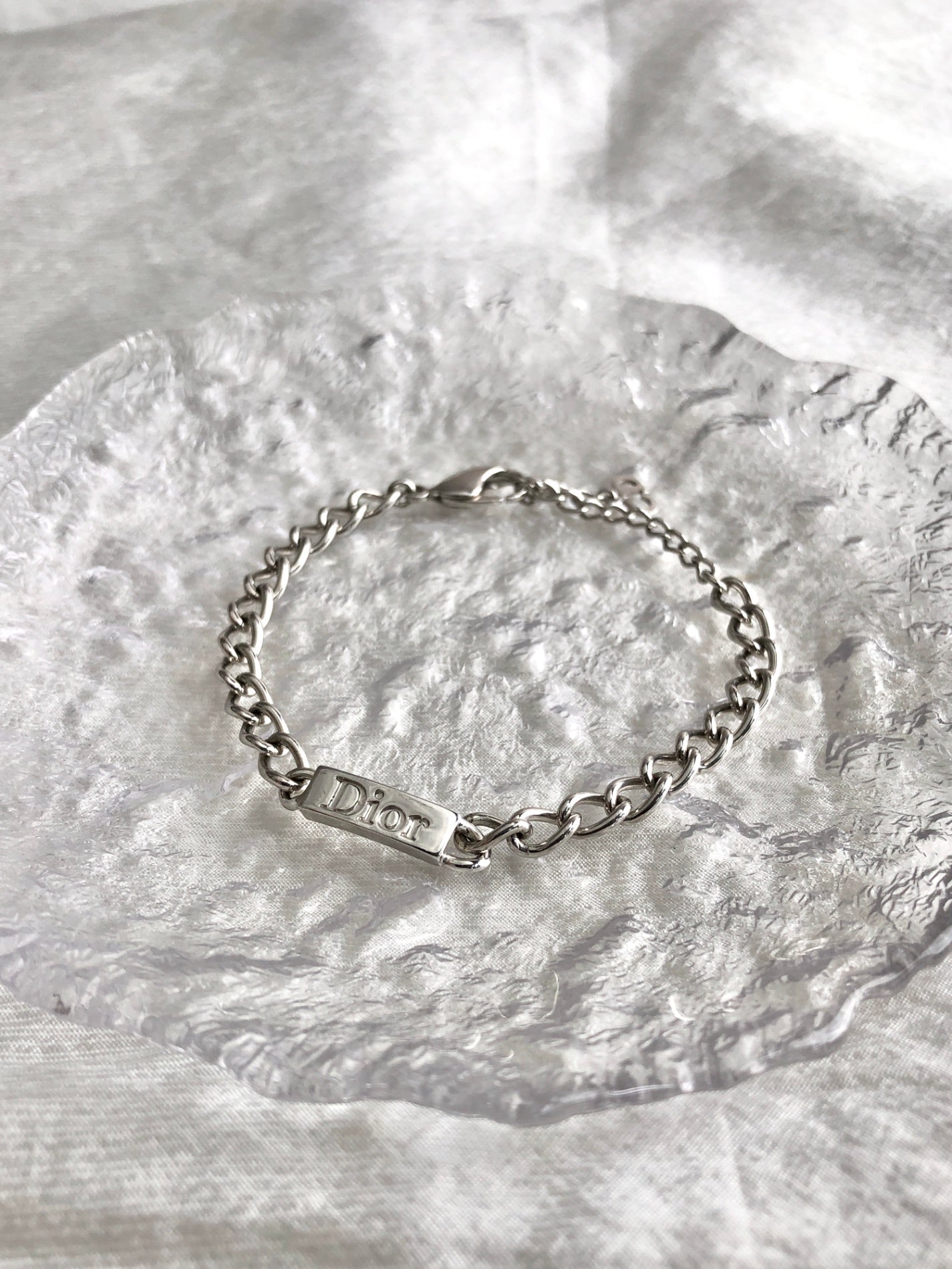 Christian Dior Logo Bracelet Silver Vintage un3gci
