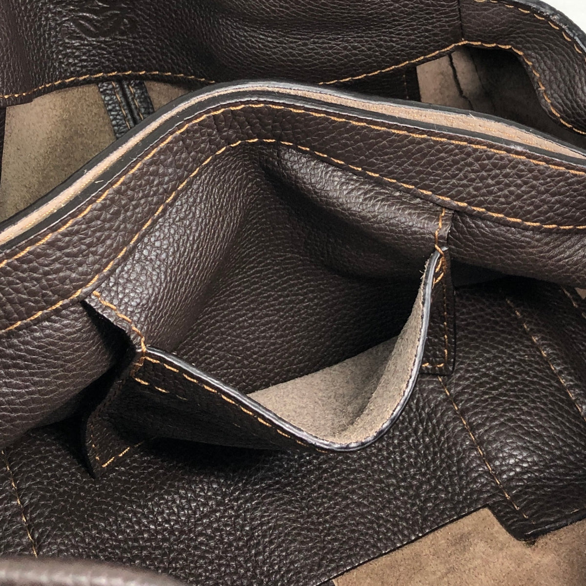LOEWE Logo Embossed Handbag Brown Vintage s7e7fm