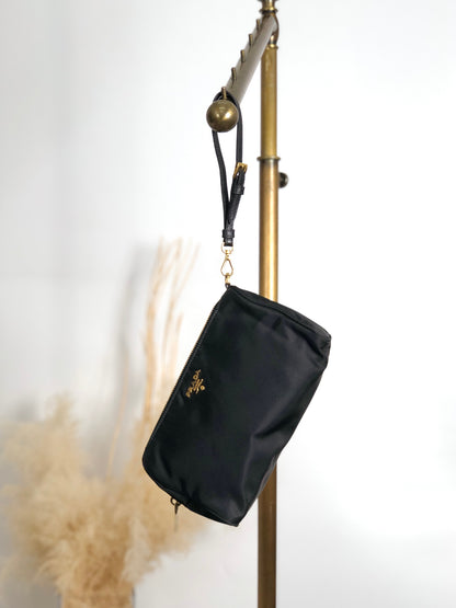 PRADA Logo  Small Handbag Pouch Black Vintage gnc6de