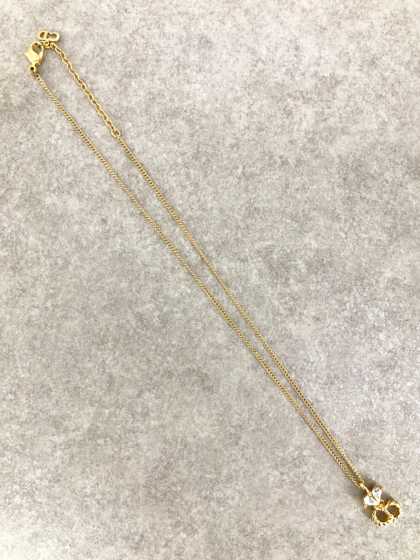 Christian Dior CD Logo Stone Necklace Gold Vintage 6ef7yn