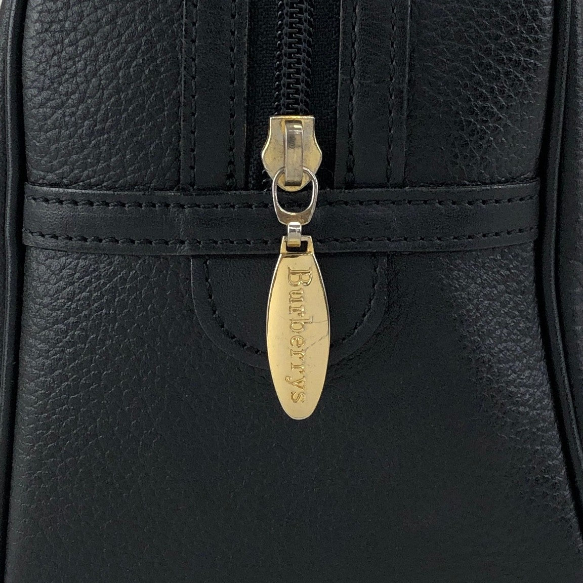 BURBERRY Logo Embossed Handbag Boston bag Black Vintage 2cz4a2
