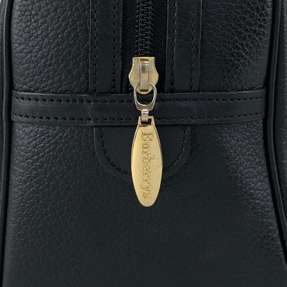 BURBERRY Logo Embossed Handbag Boston bag Black Vintage 2cz4a2
