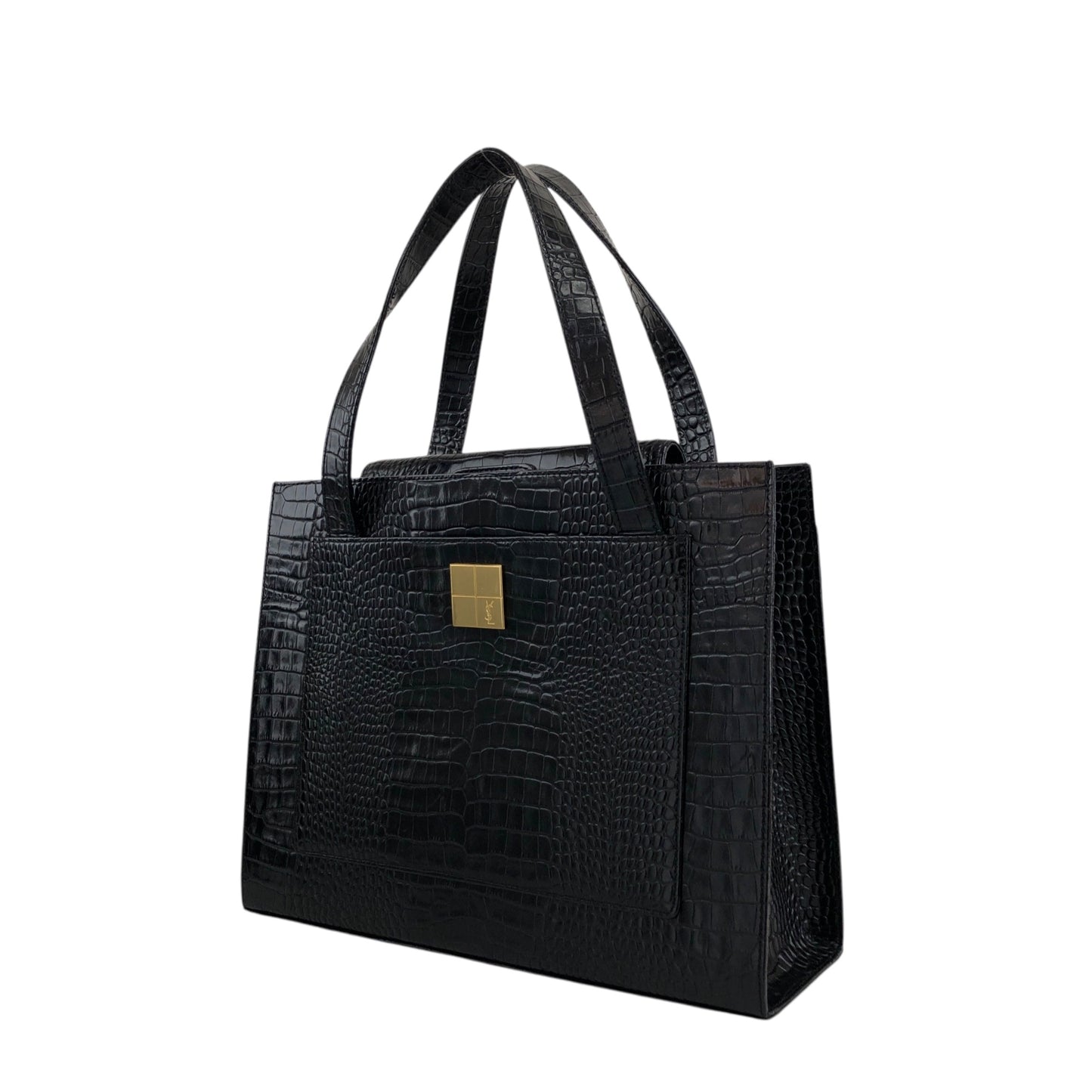 Yves Saint Laurent YSL Logo Handbag Black Vintage 3e2ciz