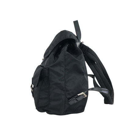 PRADA Triangle Logo Double Pocket Backpack Black Vintage sdny2f