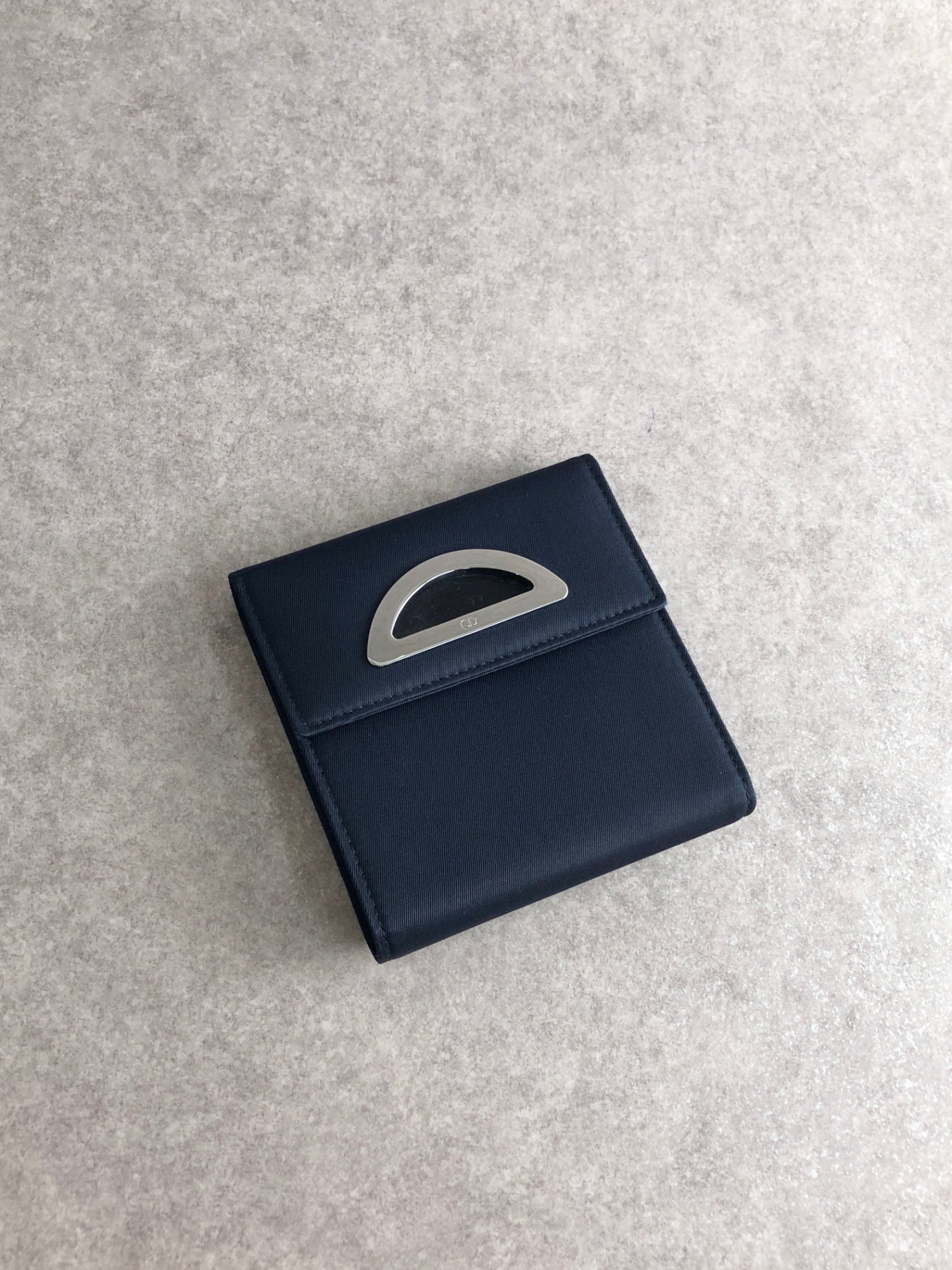 Christian Dior CD Logo Folded Wallet Navy Vintage 3mutvv