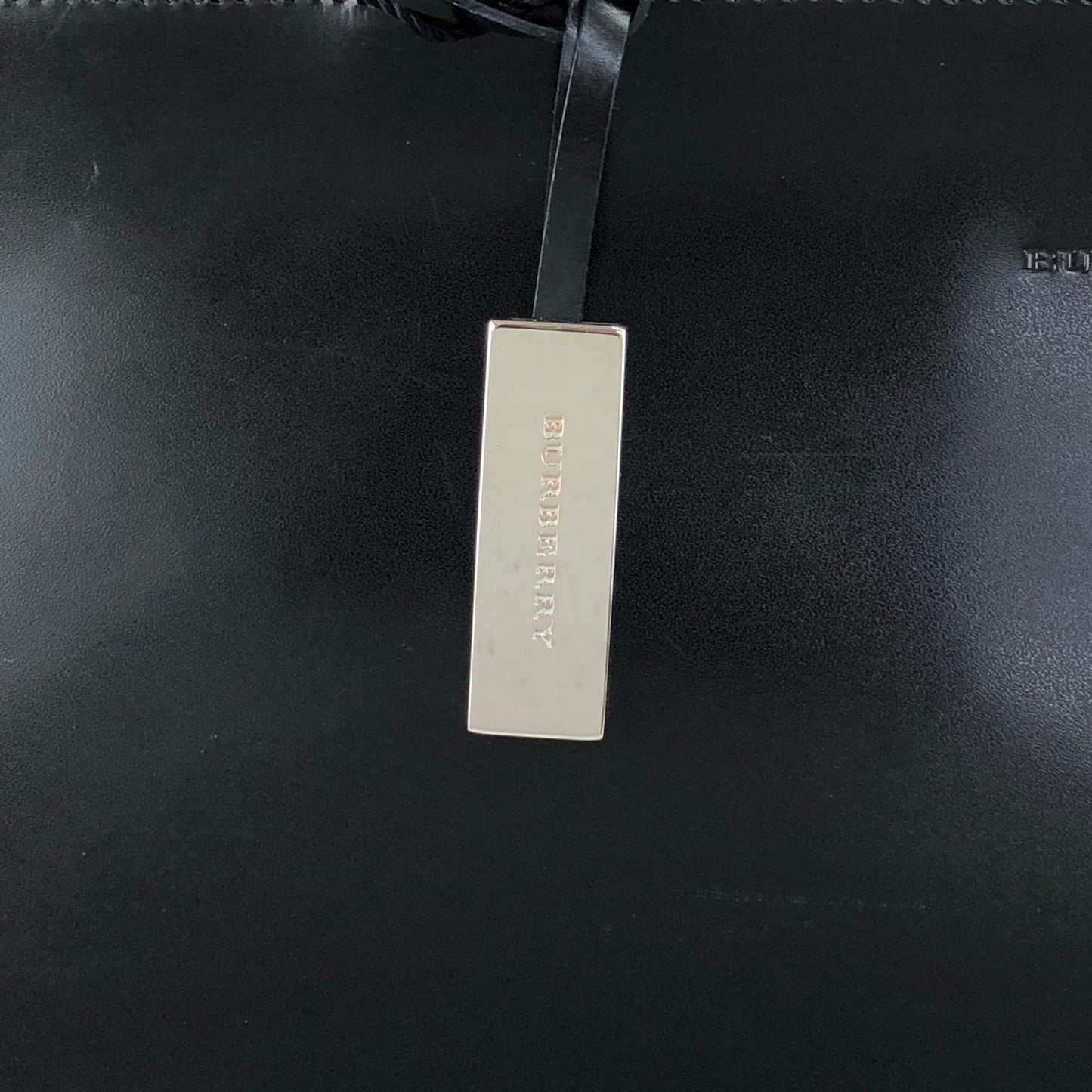 BURBERRY Logo Embossed Handbag Totebag Black Vintage 7vx6m6