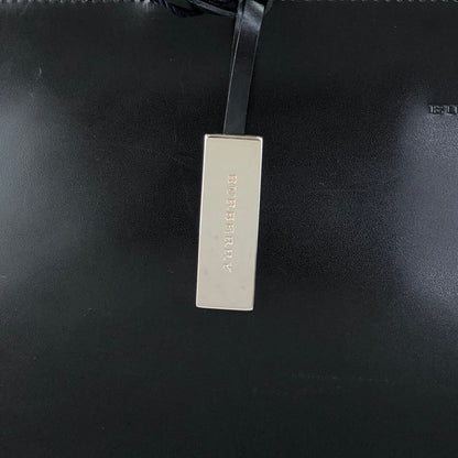 BURBERRY Logo Embossed Handbag Totebag Black Vintage 7vx6m6