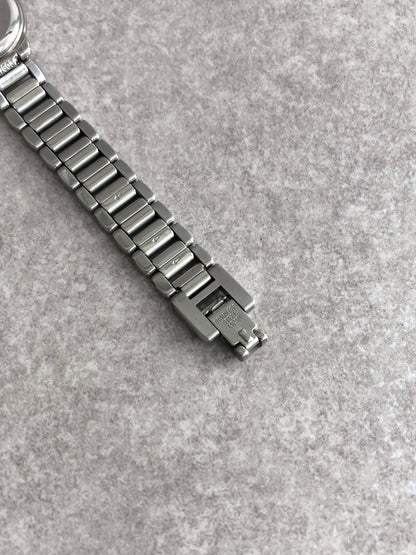 Yves Saint Laurent YSL Logo Quartz Watch Silver×Navy 5930-F91474 TA Vintage wg2id7