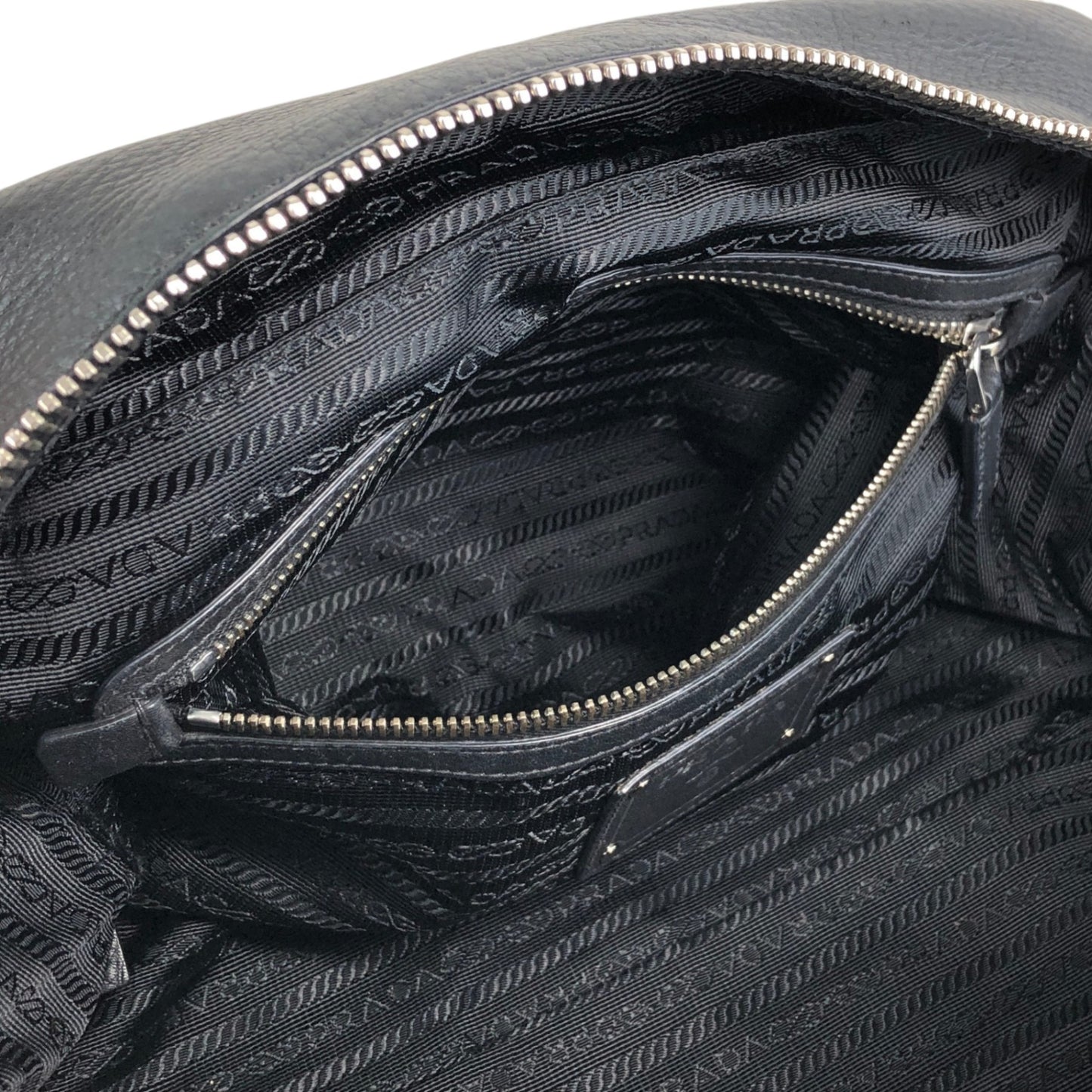PRADA Logo Embossed Small Boston bag Handbag Black Vintage ydeszs