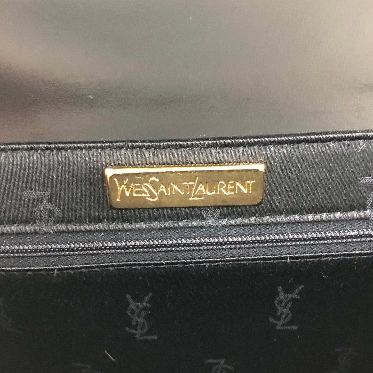Yves Saint Laurent Logo Embossed Stitch Top Handle Handbag Black Vintage 5rym7i