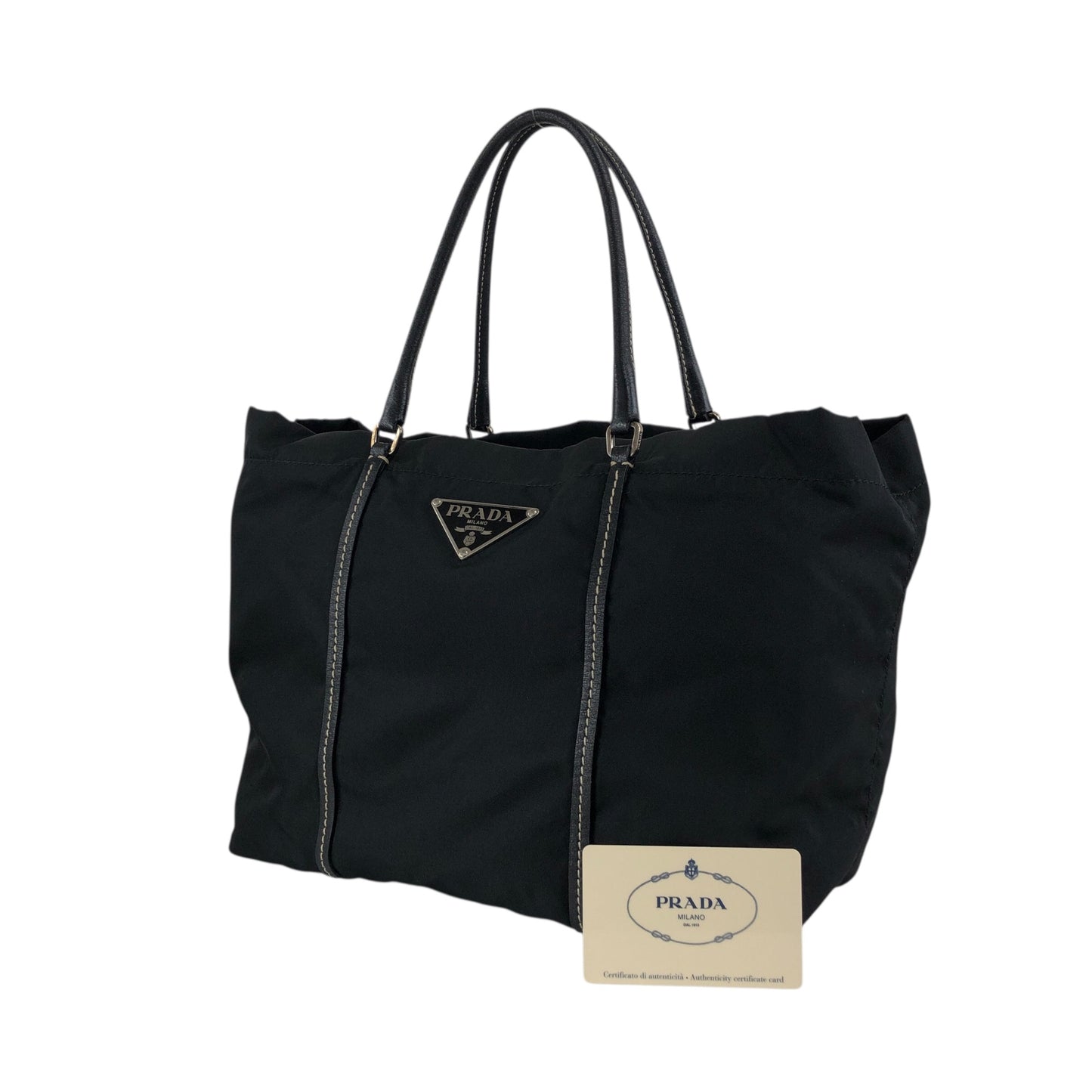PRADA Tessuto Triangle Logo Totebag Black Vintage z2xxbv