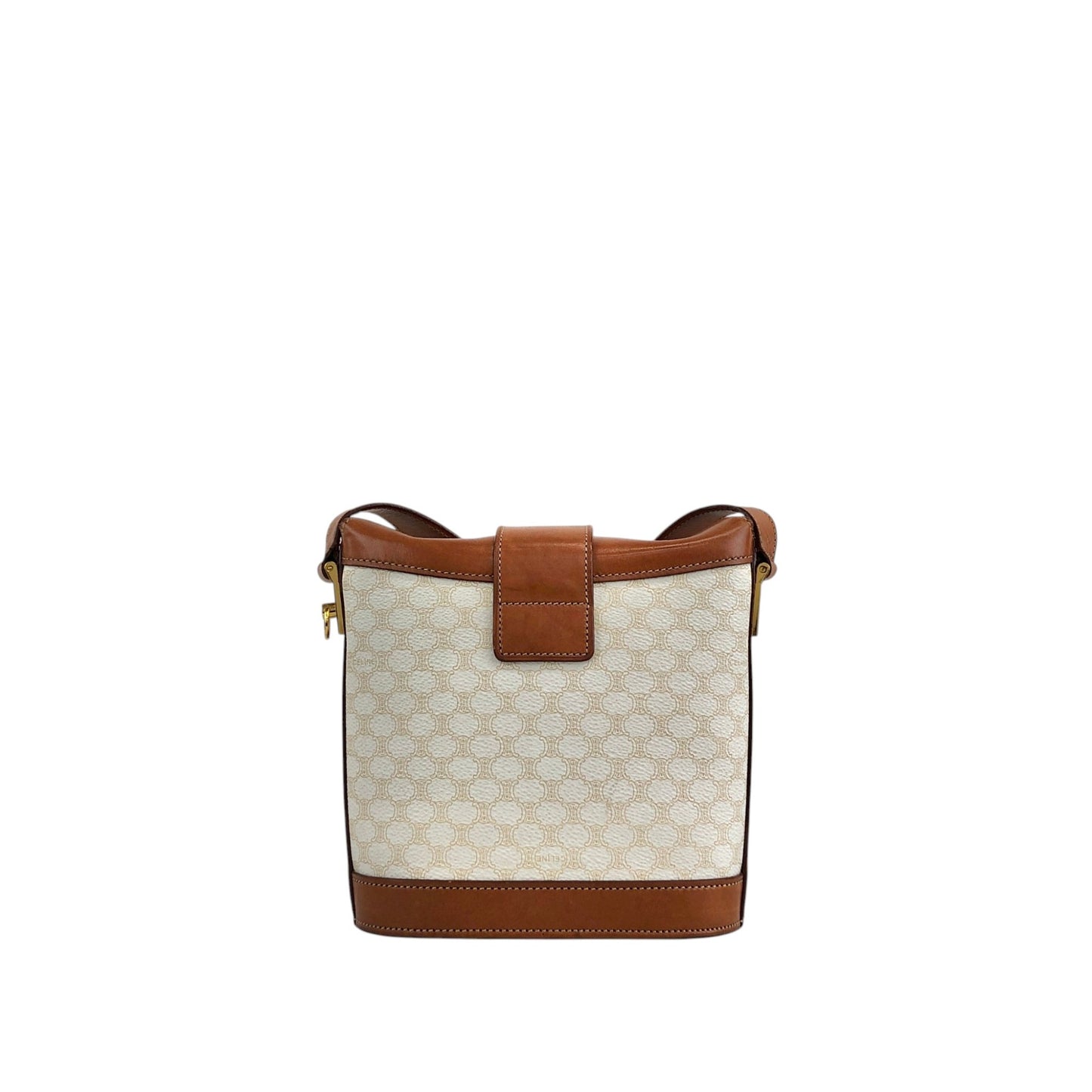 CELINE Macadam Gancini Shoulder bag White×Brown Vintage gt3h8m