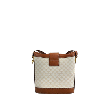 CELINE Macadam Gancini Shoulder bag White×Brown Vintage gt3h8m