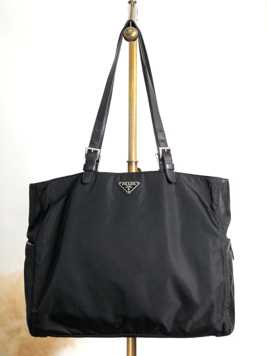 PRADA Tessuto Triangle Logo Handbag Black Vintage e52d78