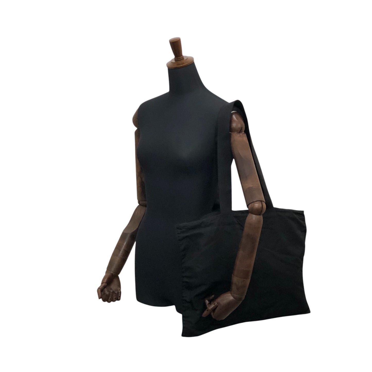 PRADA Tessuto Triangle Logo Handbag Totebag Black Vintage crng7f