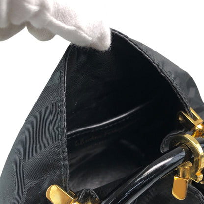 Salvatore Ferragamo Gancini Drawstring Small Handbag Black Vintage tigpxb