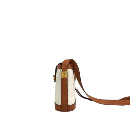 CELINE Macadam Gancini Shoulder bag White×Brown Vintage gt3h8m