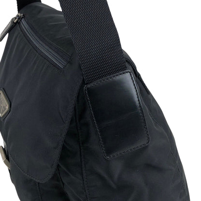 PRADA Triangle Logo Front Buckle Shoulder bag Black Vintage cxgmd6