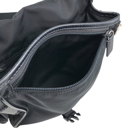 PRADA Tessuto Triangle Logo Front Buckle Shoulder bag Black Vintage 78def6