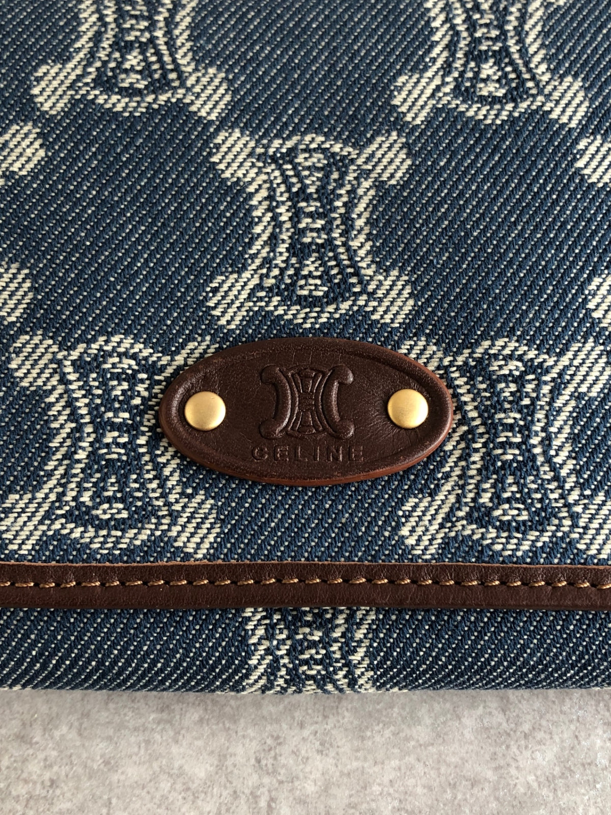 CELINE Blason Paris Macadam Long Wallet Indigo Vintage r2d33g