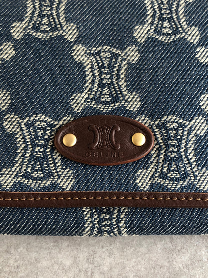 CELINE Blason Paris Macadam Long Wallet Indigo Vintage r2d33g